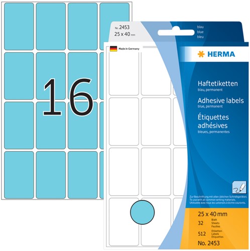 Etiket HERMA 2453 25x40mm blauw 512 stuks-3