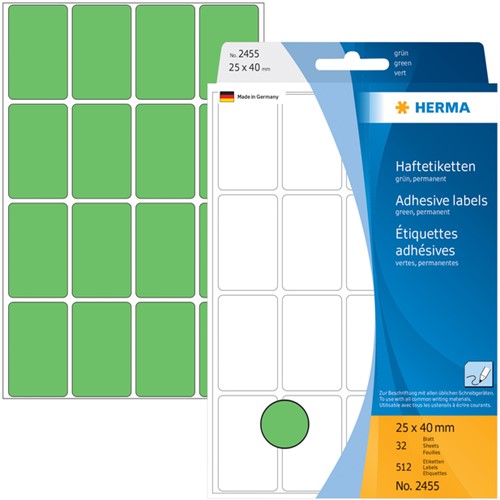 Etiket HERMA 2455 25x40mm groen 512 stuks-2