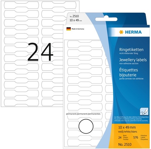 Etiket HERMA 2510 10x49mm wit 576 stuks