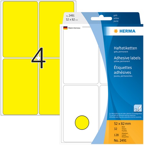 Etiket HERMA 2491 52x82mm geel 128 stuks-3