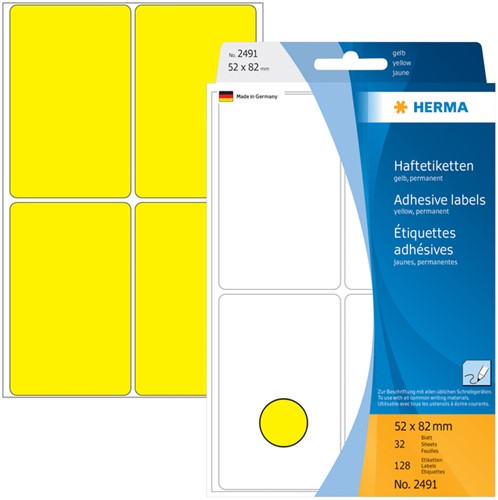 Etiket HERMA 2491 52x82mm geel 128 stuks-2