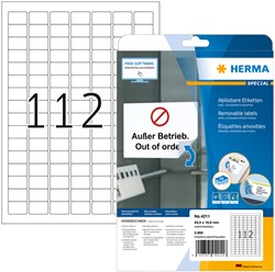 Etiket HERMA 4211 25.4x16.9mm verwijderbaar wit 2800 stuks