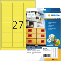 Etiket HERMA 5140 63.5x29.6mm neon geel 540 etiketten