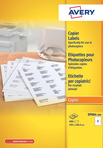 Etiket Avery DP004-100 105x149mm wit 400 stuks