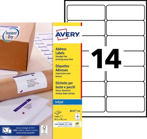 Etiket Avery J8163-100 99.1x38.1mm wit 1400 etiketten-2