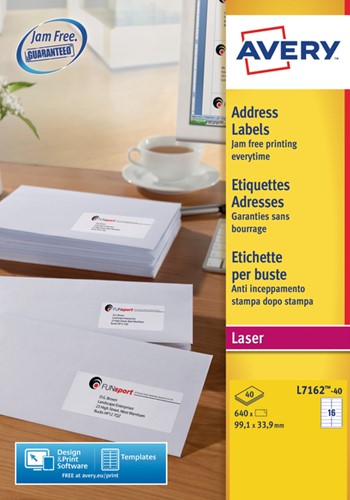 Etiket Avery L7162-40 99.1x33.9mm wit 640 etiketten