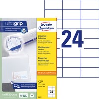 Etiket Avery Zweckform 3474 70x37mm wit 2400stuks-2