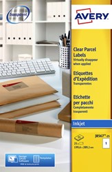 Etiket Avery J8567-25 210x297mm A4 transparant 25 etiketten