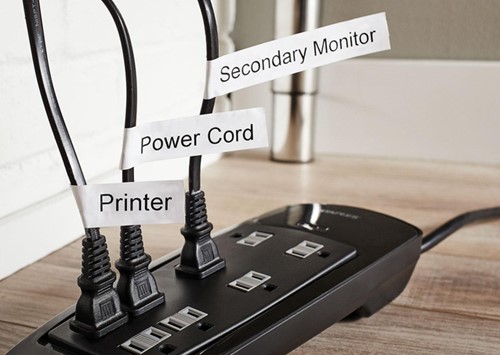 Labeltape Dymo LabelManager D1 polyester 9mm zwart op wit 10 stuks-12