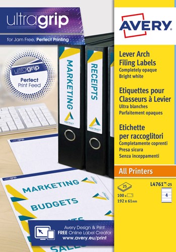 Rugetiket Avery breed 61x192mm zelfklevend wit