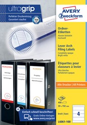 Rugetiket Avery Zweckform breed 59x192mm zelfklevend wit 100 vel