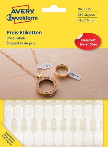 Etiket Avery 3335 49x10mm wit 924 stuks