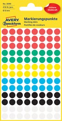 Etiket Avery Zweckform 3090 rond 8mm assorti 416 etiketten