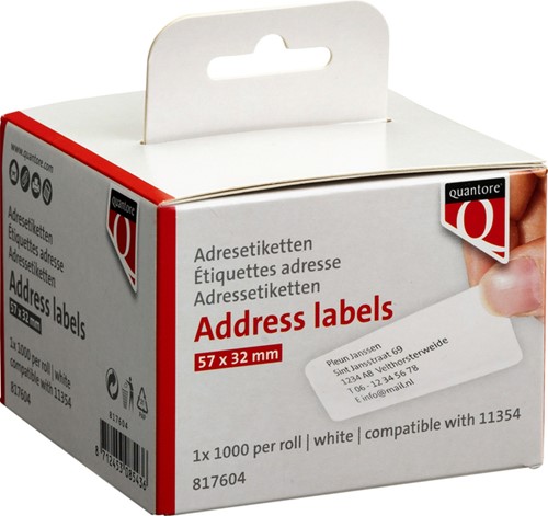 Labeletiket Quantore 11354 57mmx32mm adres wit 1000 stuks-2