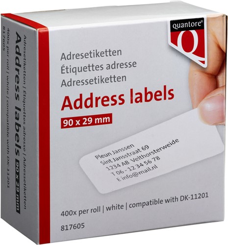 Labeletiket Quantore DK-11201 29x90mm adres wit 400 stuks-3