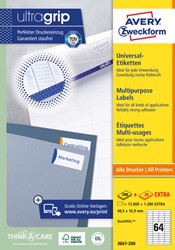 Etiket Avery Zweckform 3667-200 48.5x16.9mm wit 12800stuks