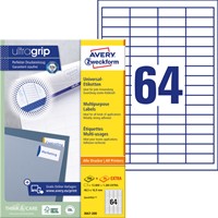 Etiket Avery Zweckform 3667-200 48.5x16.9mm wit 12800stuks-2