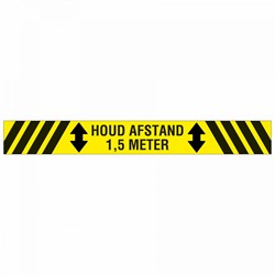 Vloersticker Pickup houd afstand geel-zwart 10x80cm