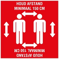 Vloersticker Pickup houd afstand rood 28x28cm
