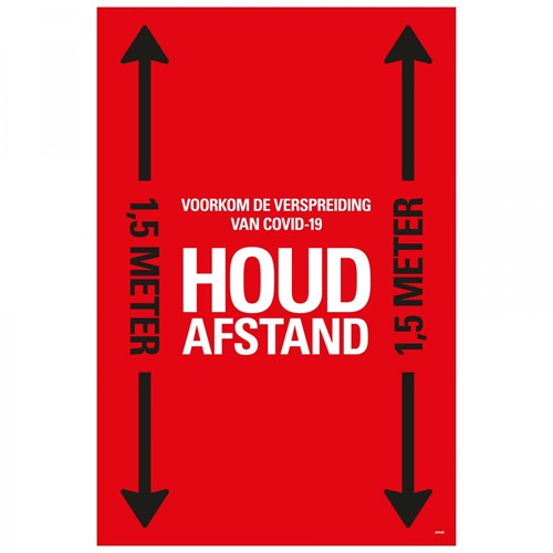 Vloersticker Pickup houd afstand rood 60x90cm