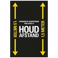 Vloersticker Pickup houd afstand zwart/geel 60x90cm