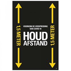 Vloersticker Pickup houd afstand zwart/geel 60x90cm