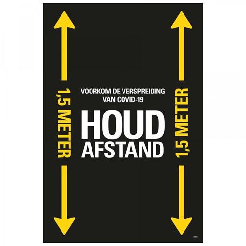 Vloersticker Pickup houd afstand zwart/geel 60x90cm