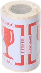 Waarschuwingsetiket IEZZY breekbaar 80mmx100m rood 250 stuks