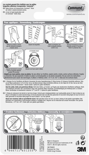 Haak Command mini inclusief bevestigingsstrip transparant 6 stuks-1