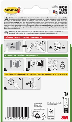 Haak Command kunststof tbv schilderijen incl bevestigingsstrip-1