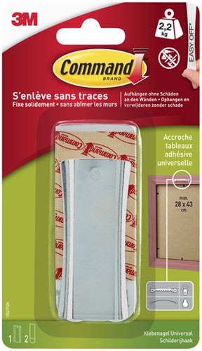 Haak Command metaal tbv oa schilderijlijsten incl bevestigingsstrip-2