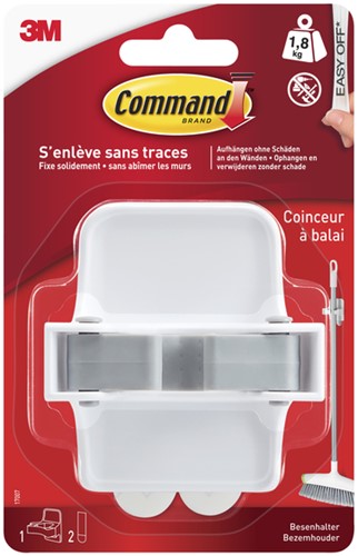 Bezemhouder Command inclusief bevestigingsstrip wit-2