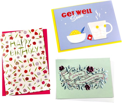 Wenskaart Paperclip diversen engelstalig navulset à 6 stuks