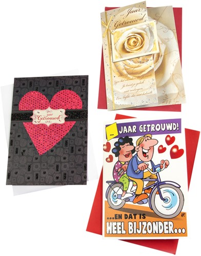 Wenskaart Paperclip huwelijksjubileum navulset à 6 stuks