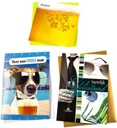 Wenskaart Paperclip verjaardag man navulset à 6 stuks