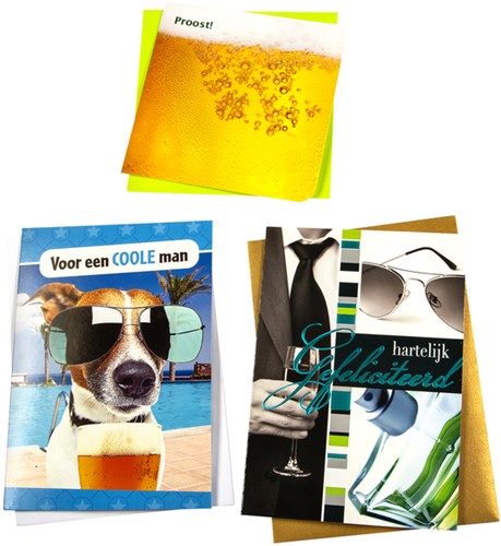 Wenskaart Paperclip verjaardag man navulset à 6 stuks