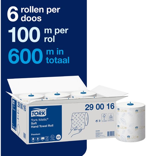 Handdoekrol Tork Matic H1 premium 100m 2 laags wit 290016 (OUTLET op=op)-2