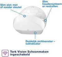 Toiletpapierdispenser Tork T1 Elevation jumbo wit 554000-3