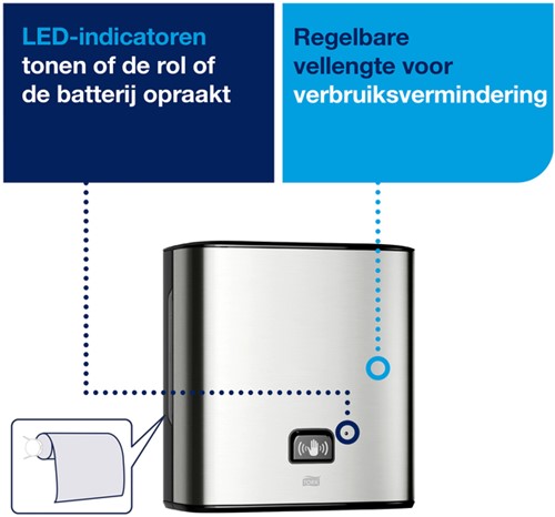 Handdoekroldispenser Tork H1 Image Line Matic zilver 460001-3