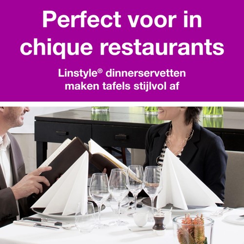 Dinerservet Tork Linstyle Premium 1/4 vouw 1-laags 390x390mm 50 vel wit 478711-2