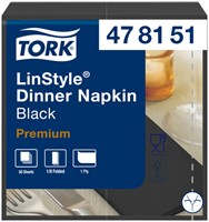 Dinerservet Tork Linstyle Premium 1/8 vouw 1-laags 390x390mm 50 vel zwart 478151