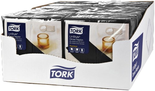 Dinerservet Tork Linstyle Premium 1/8 vouw 1-laags 390x390mm 50 vel zwart 478151-3