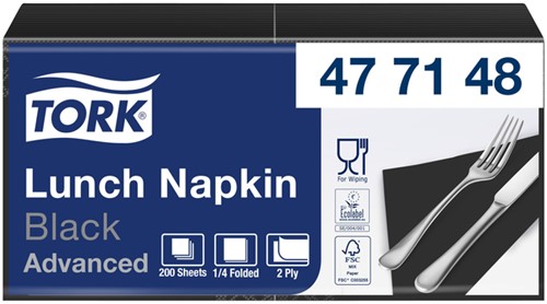 Dinerservet Tork Linstyle Premium 1/4 vouw 1-laags 390x390mm 50 vel zwart 478726-1