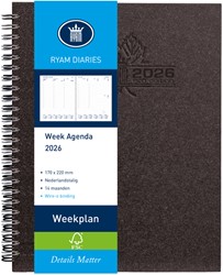 Agenda 2026 Ryam Weekplan Wire-o 7dagen/2pagina's zwart