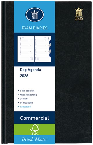 Agenda 2026 Ryam Commercial Mundior 1dag/1pagina zwart