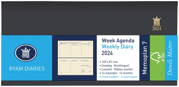 Agenda 2024 Brepols Timing Lima 7dag/2pagina's blauw