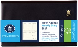 Agenda 2027 Ryam Compact Suprema 7dagen/2pagina's ringplastic zwart