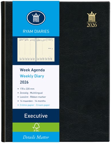 Agenda 2026 Ryam Executive Mundior 7dagen/2pagina's zwart