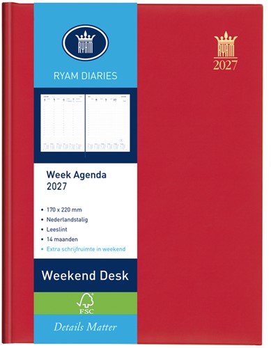 Agenda 2027 Ryam Weekplan Weekend Desk Lazio 7dagen/2pagina's assorti-3