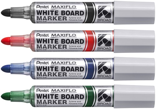 Whiteboardmarker Pentel MWL5M Maxiflo rond 3mm zwart-3